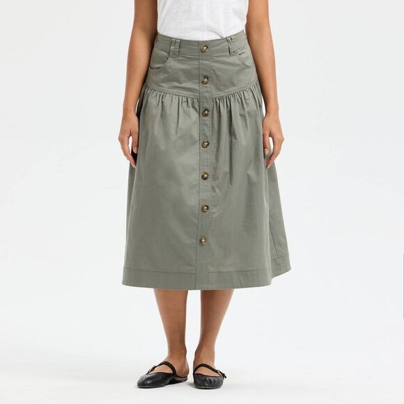 Universal Thread Pants - Women's High-Rise Button-Front Cargo Skirt - Unive Gray, Green